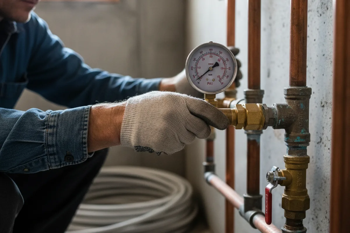 Pressure testing a repaired line during Water Line Repair in Tonalea